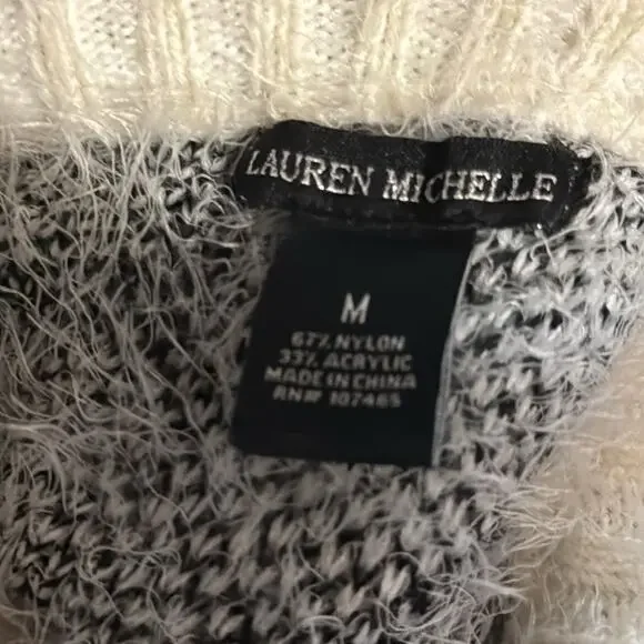 Lauren Michelle Black White Horse Super Soft Sweater Sz Medium Ribbed Bottom - Picture 5 of 5